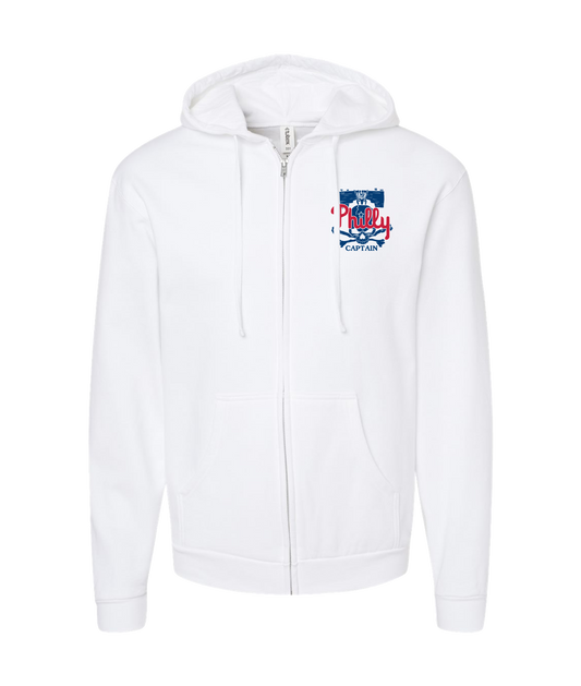 The Philly Captain's Merch is Fire - PHILLY - White Zip Up Hoodie