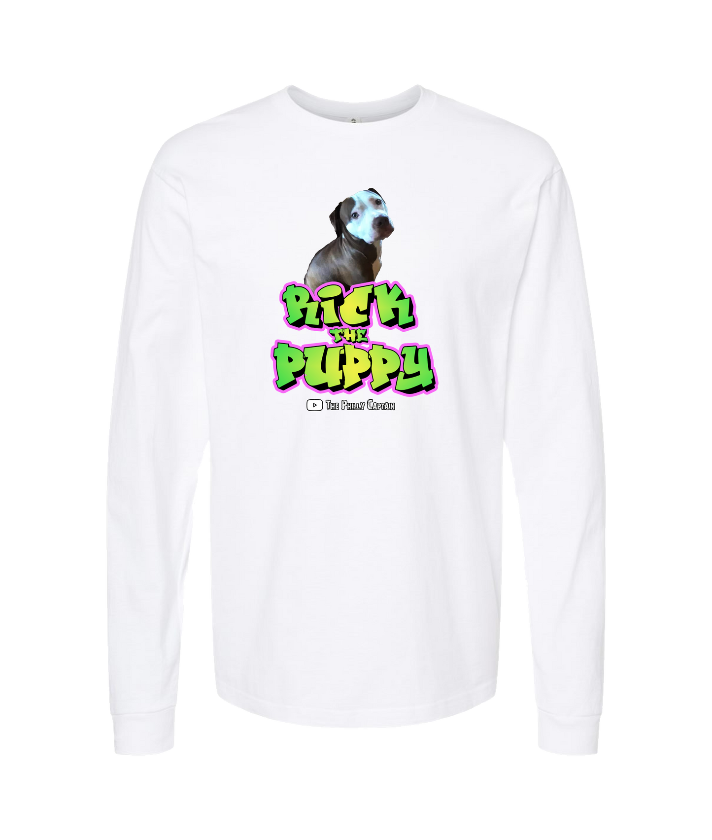 The Philly Captain's Merch is Fire - Rick the Puppy - White Long Sleeve T