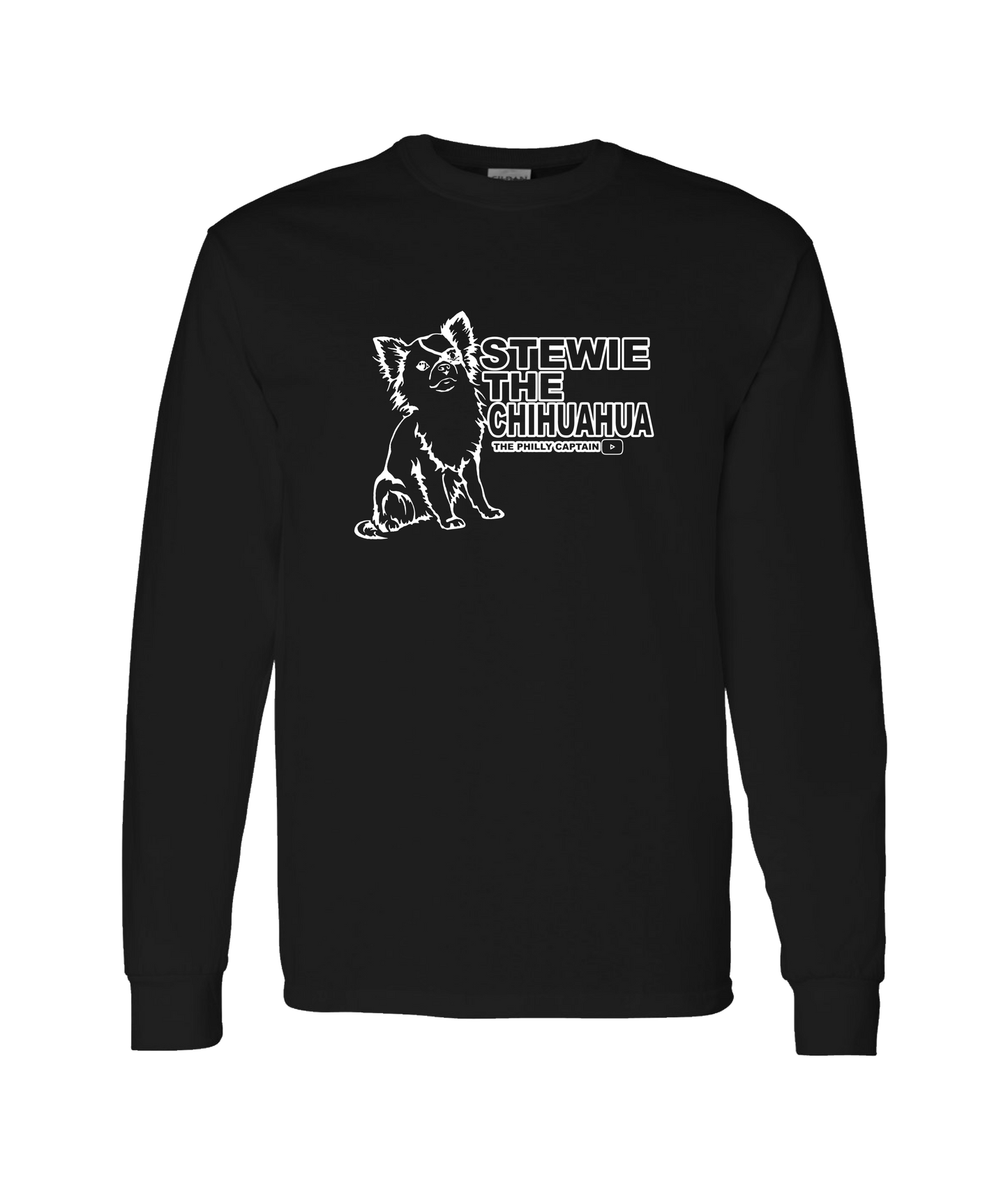 The Philly Captain's Merch is Fire - Stewie the Chihuahua - Black Long Sleeve T