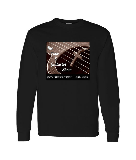 The Pope and Guitarlos Show - Guitar Cross - Black Long Sleeve T