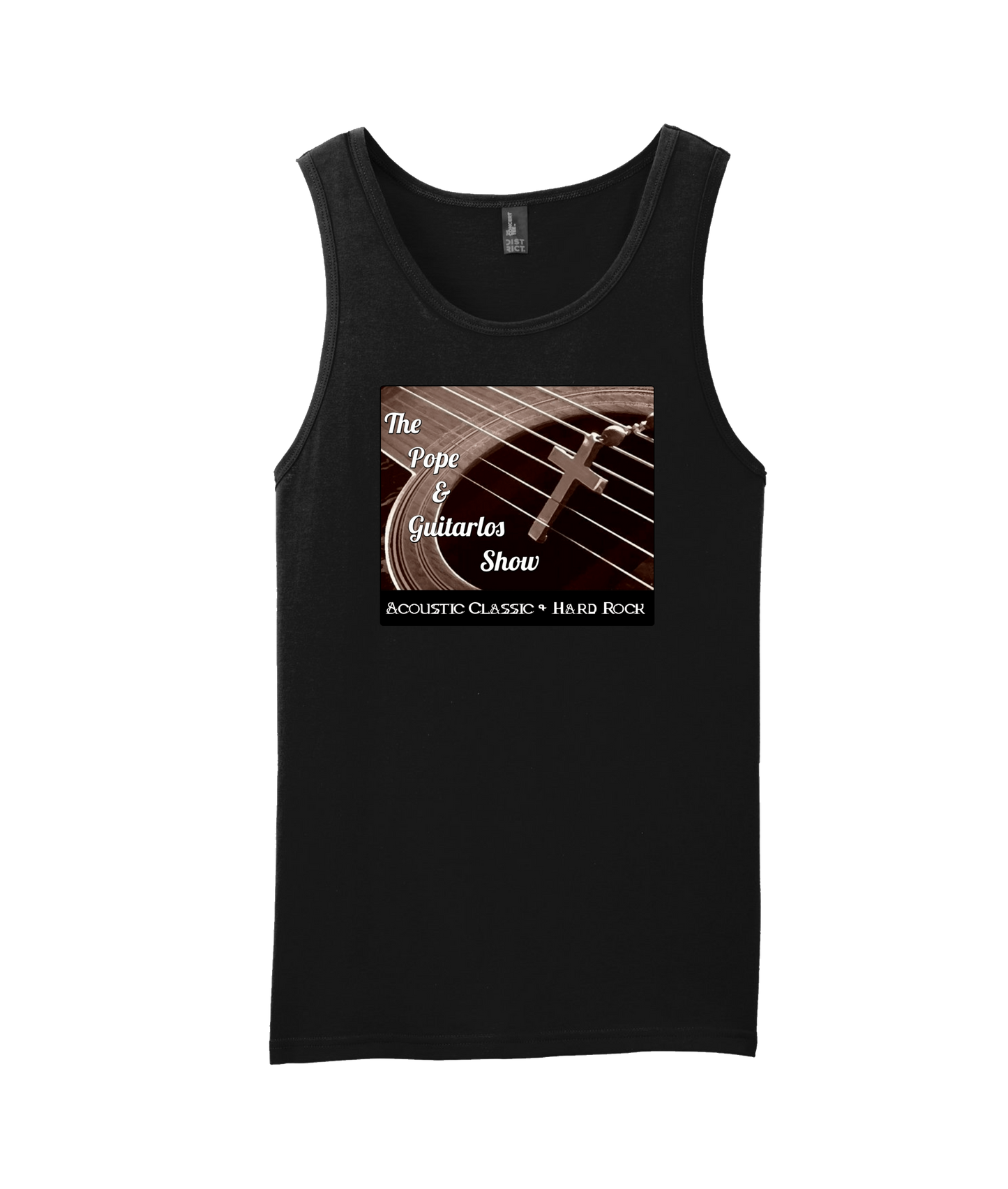The Pope and Guitarlos Show - Guitar Cross - Black Tank Top