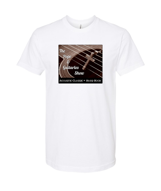 The Pope and Guitarlos Show - Guitar Cross - White T Shirt
