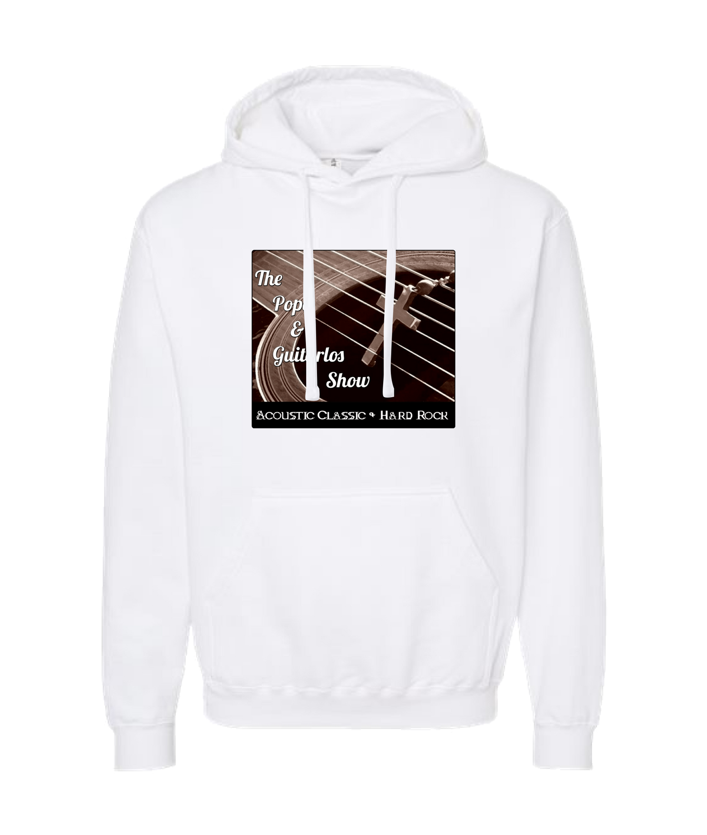 The Pope and Guitarlos Show - Guitar Cross - White Hoodie