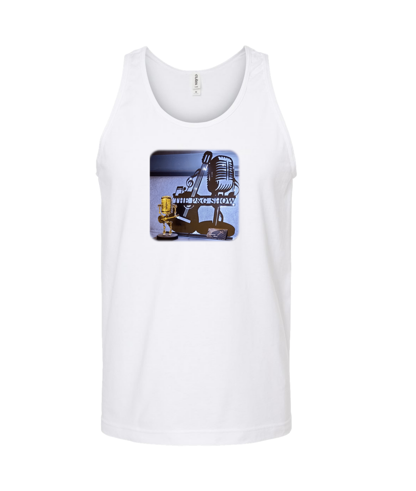 The Pope and Guitarlos Show - Mic Guitar - White Tank Top