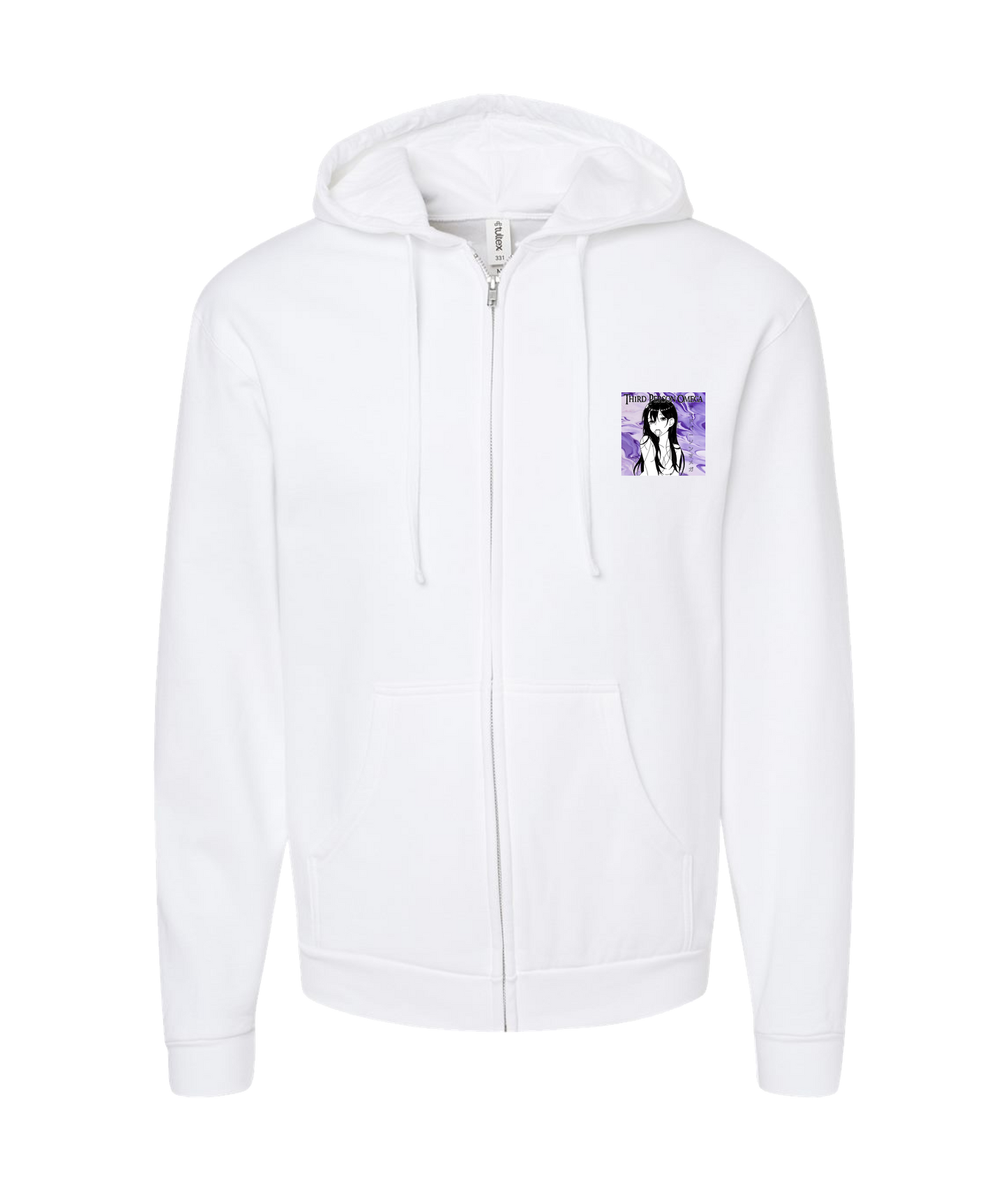 Third Person Omega - ANIME GIRL - White Zip Up Hoodie