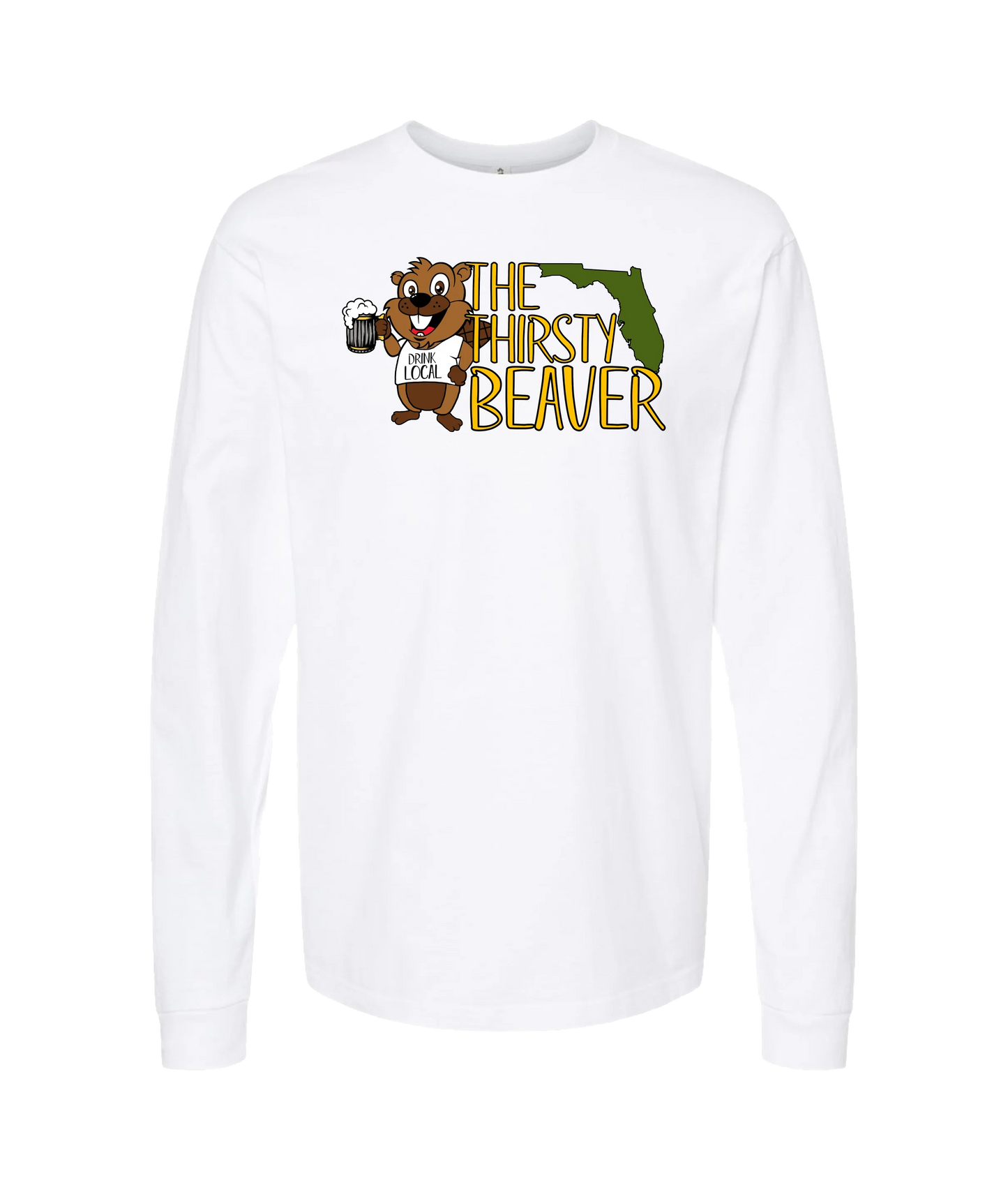 The Thirsty Beaver - Logo - White Long Sleeve T