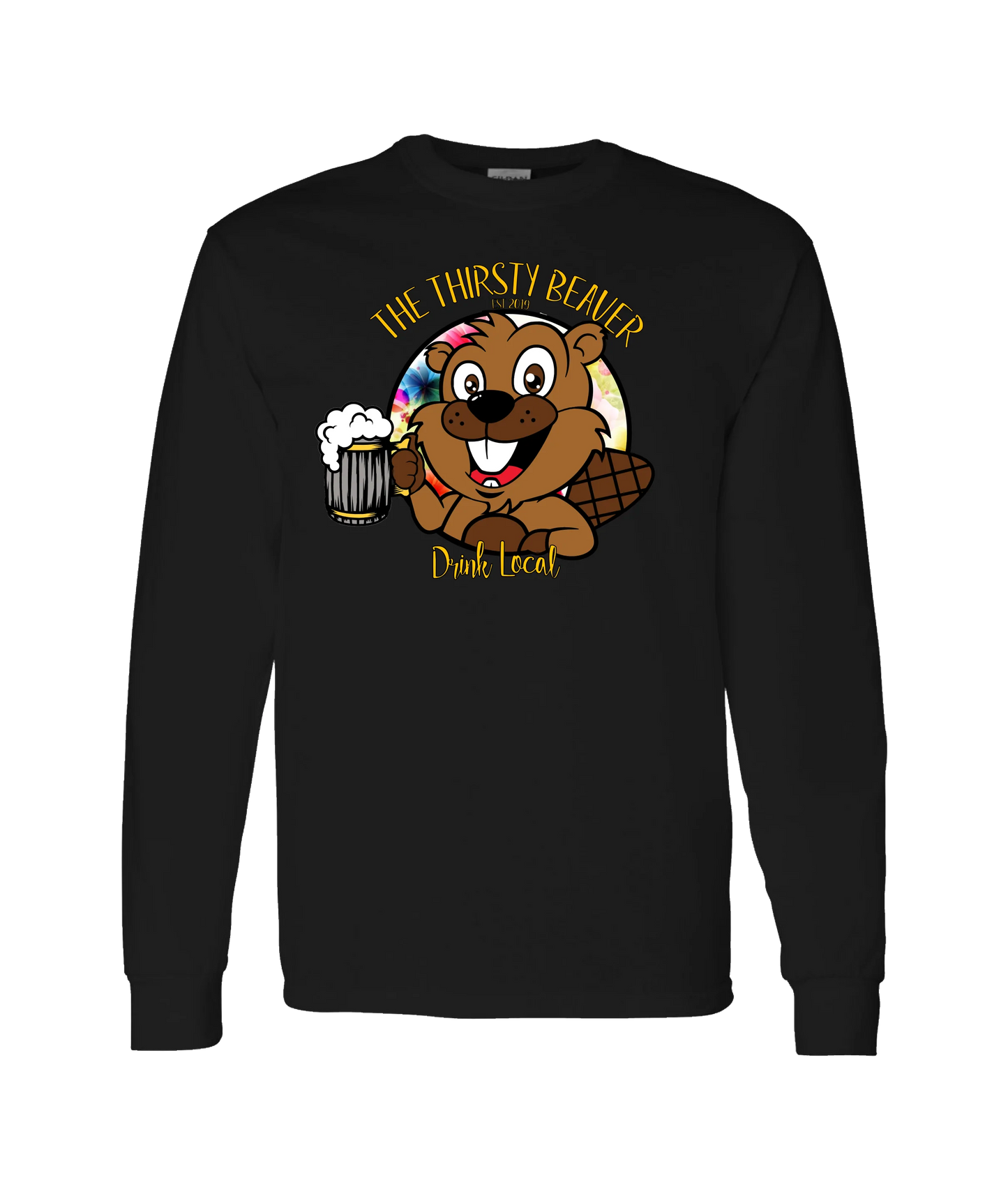 The Thirsty Beaver - Logo 2 - Black Long Sleeve T