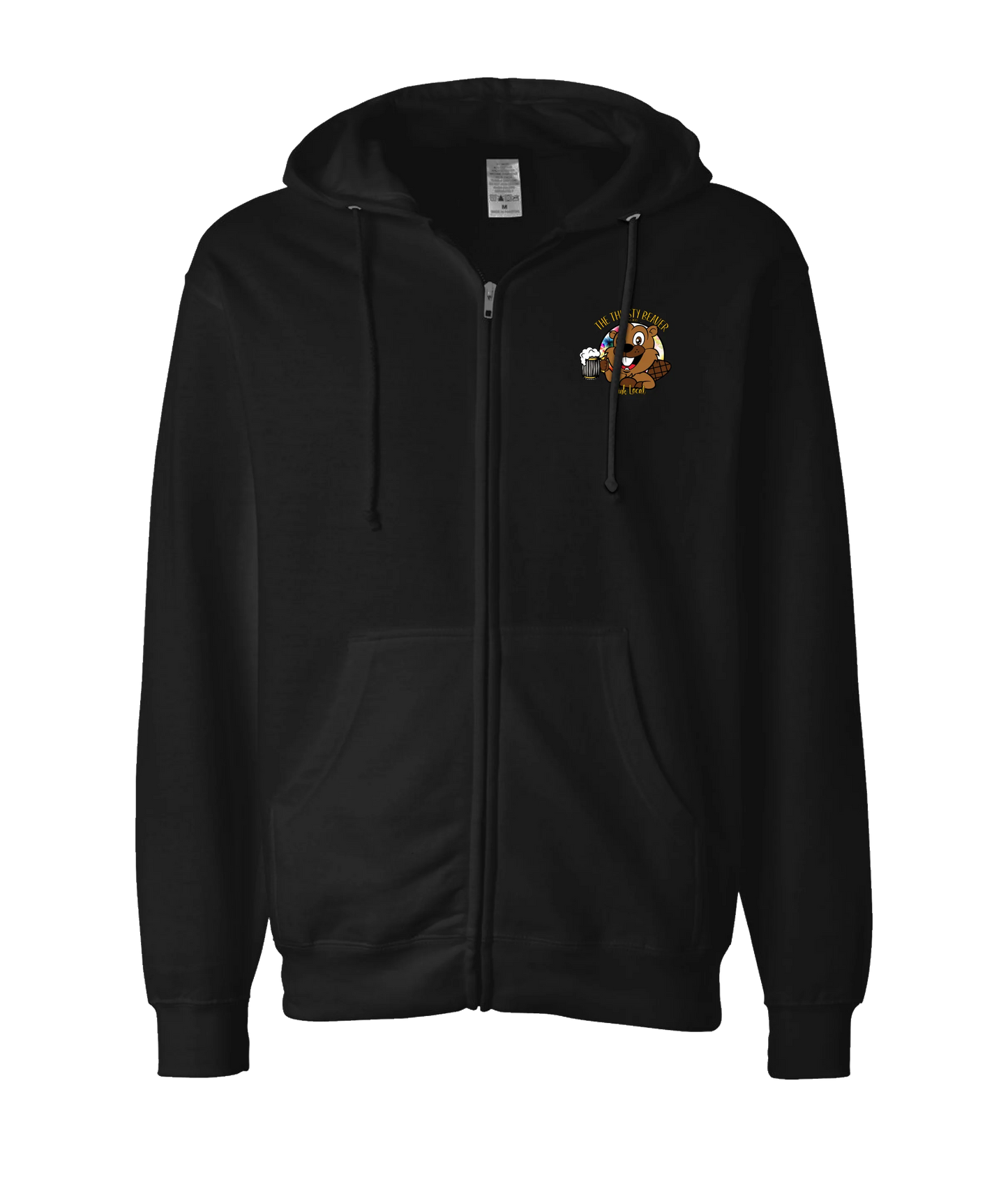 The Thirsty Beaver - Logo 2 - Black Zip Up Hoodie