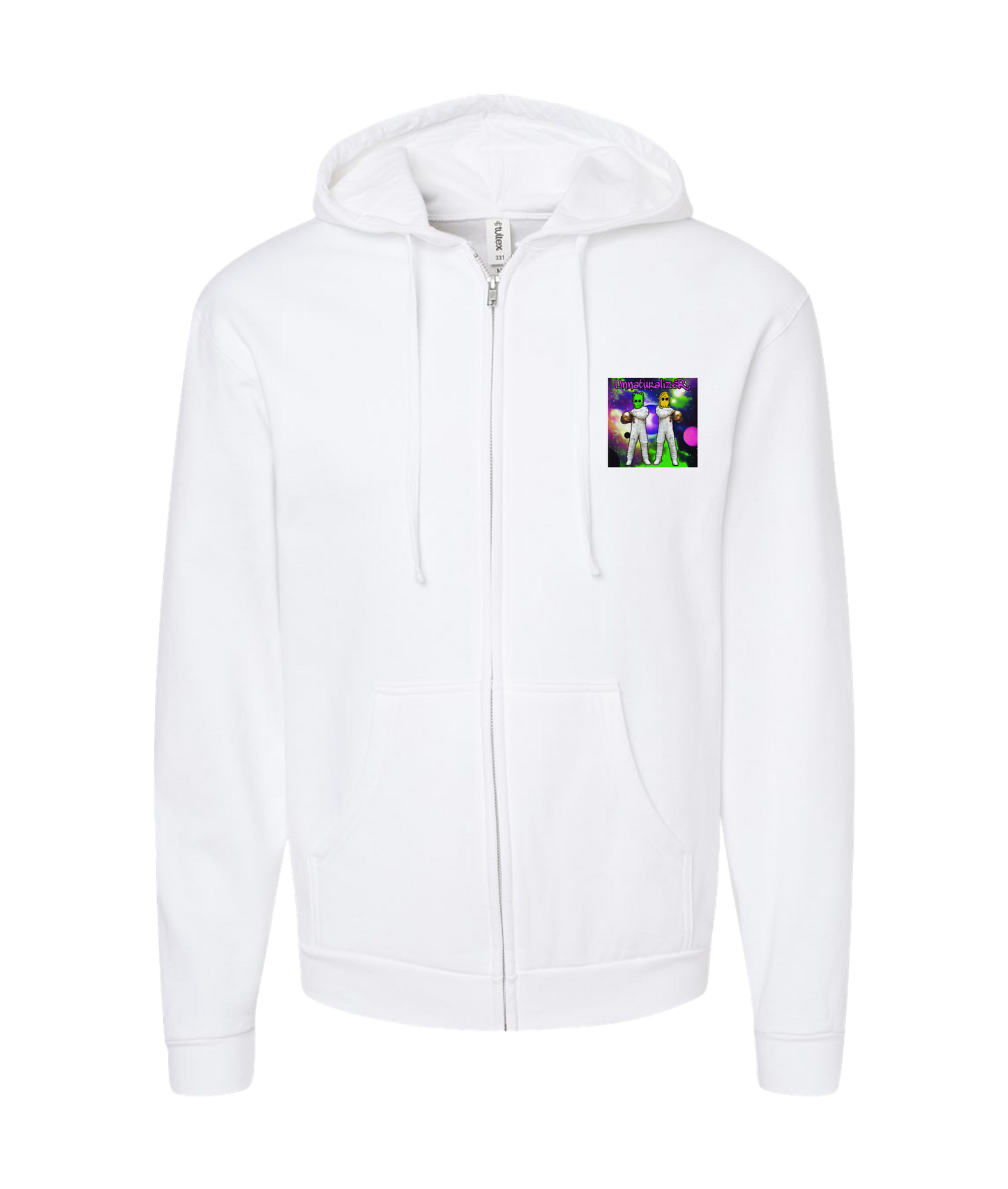 UnnaturalizeR - SPACE ALIENS - White Zip Up Hoodie