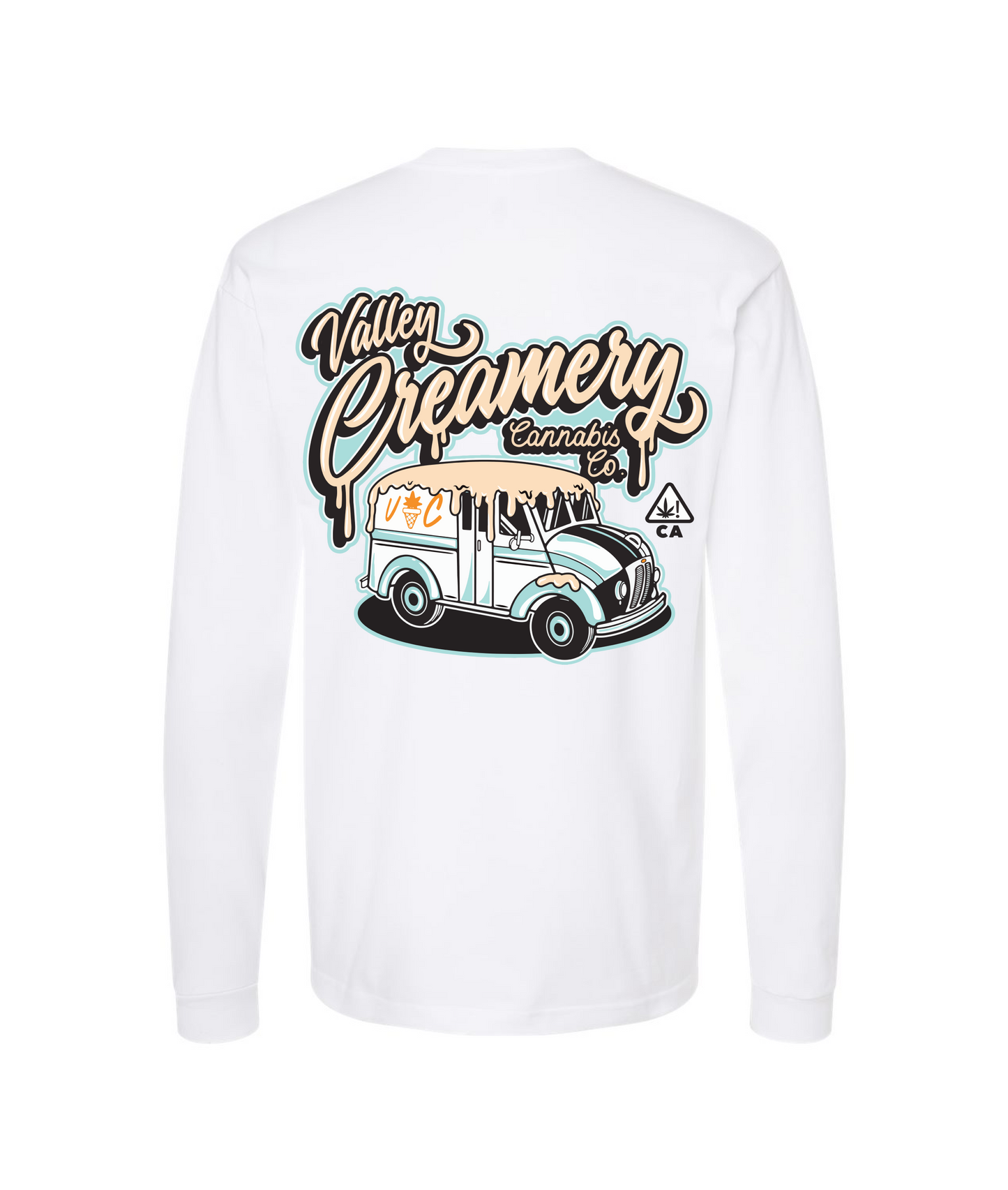 Valley Creamery Cannabis Co. - CREAMERY TRUCK - BLUE - White Long Sleeve T
