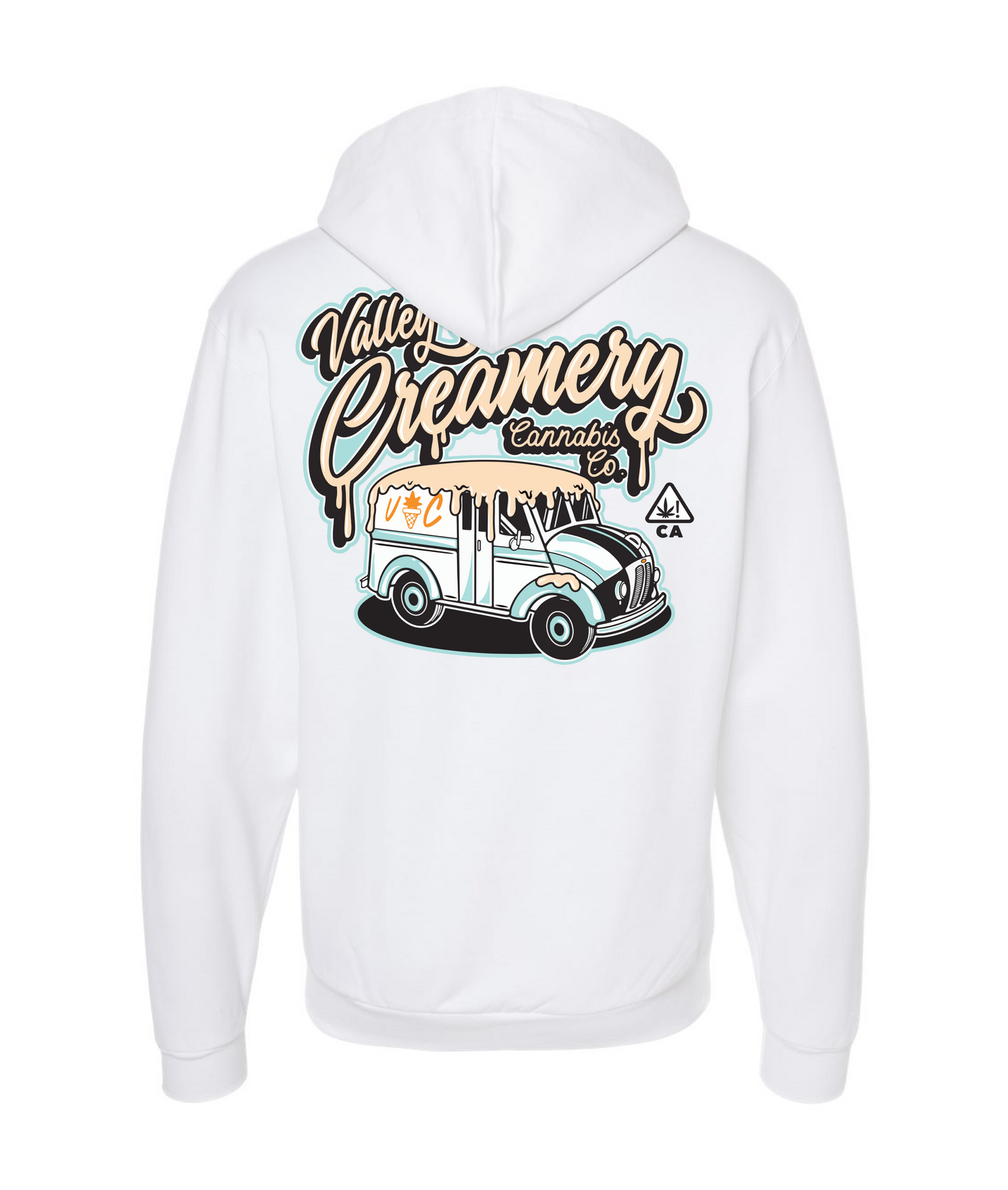 Valley Creamery Cannabis Co. - CREAMERY TRUCK - BLUE - White Zip Up Hoodie