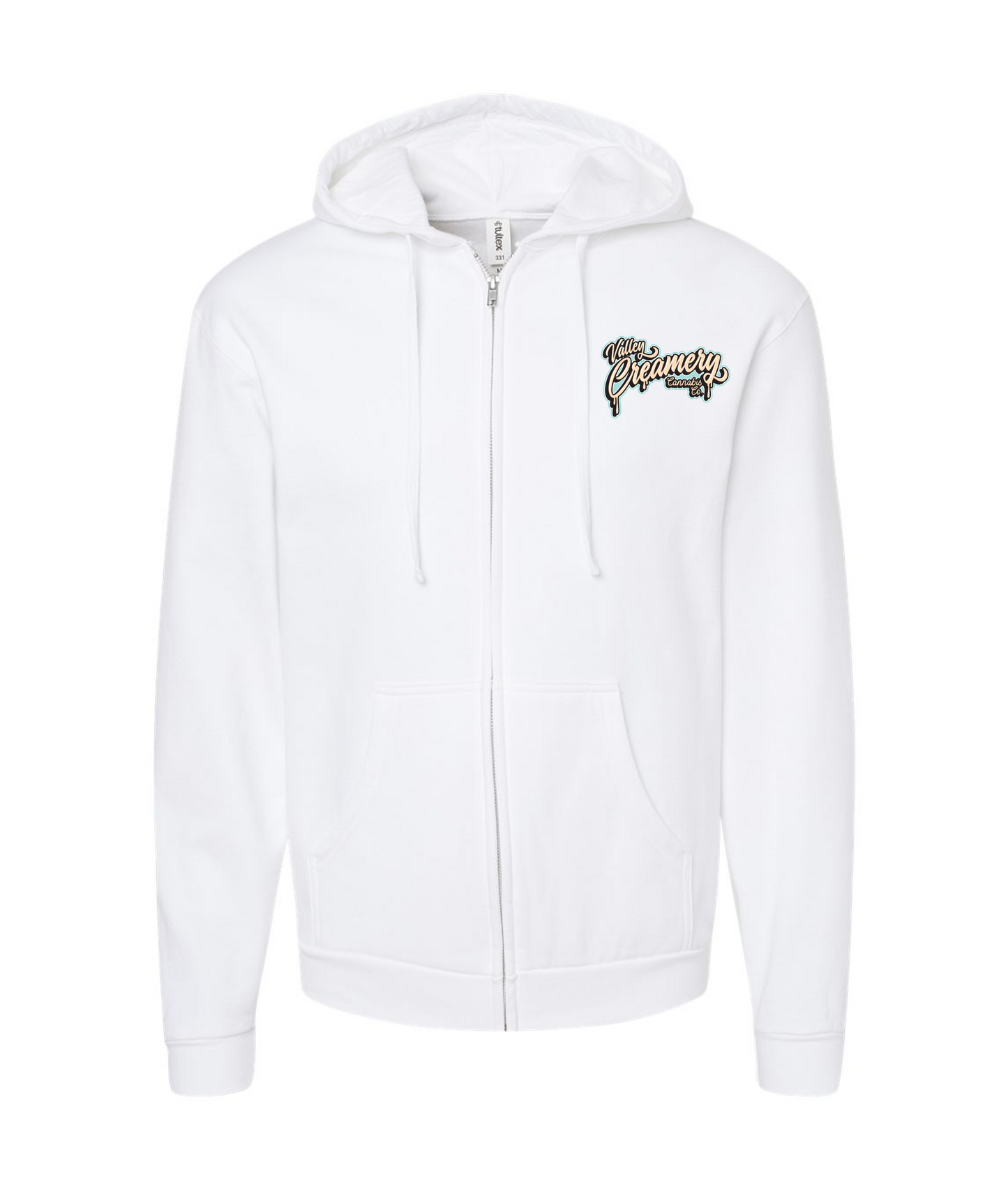 Valley Creamery Cannabis Co. - CREAMERY TRUCK - BLUE - White Zip Up Hoodie