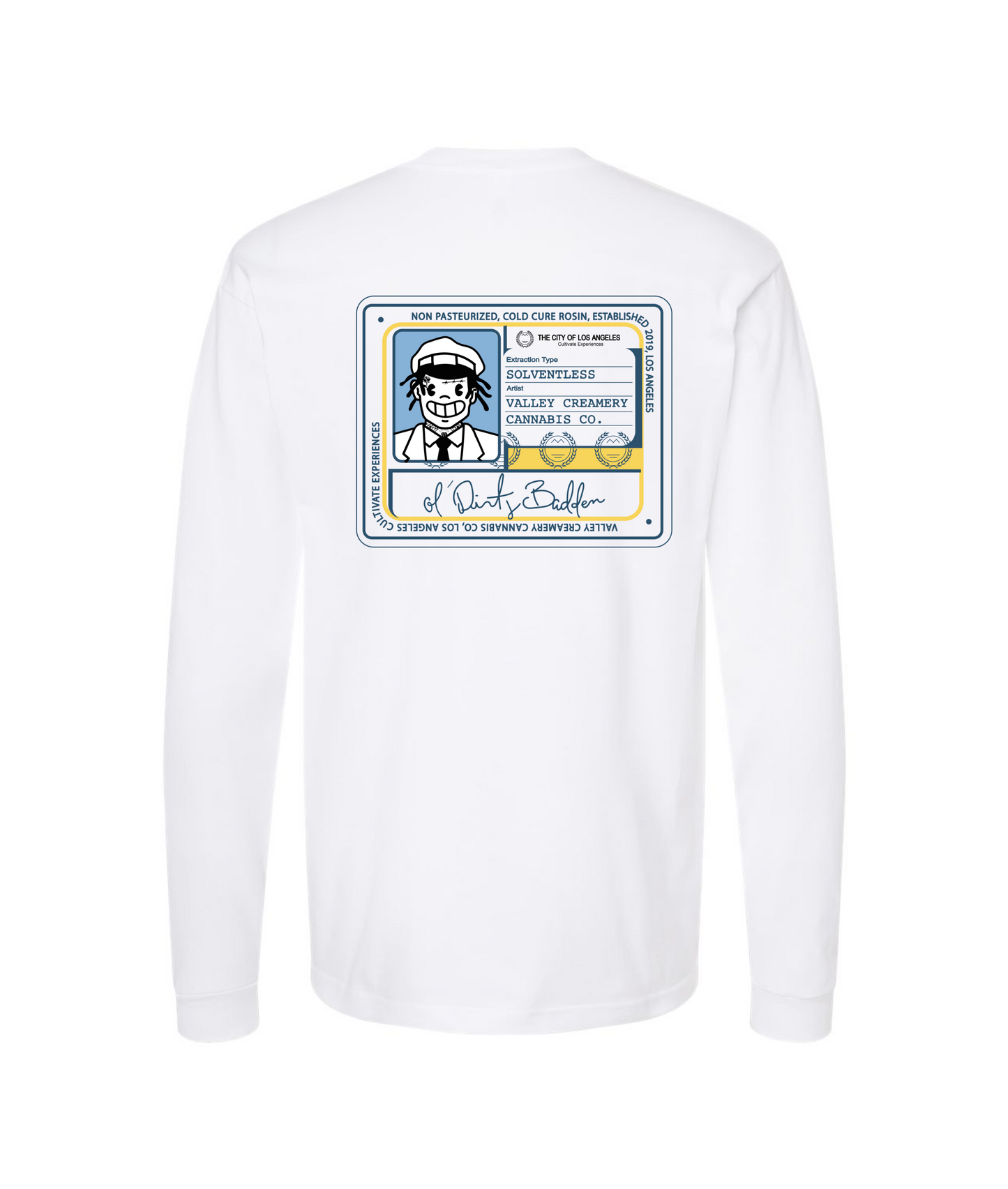 Valley Creamery Cannabis Co. - OL’ Dirty Badder - White Long Sleeve T
