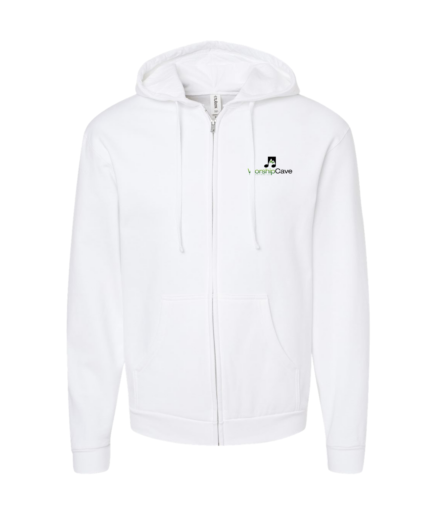 WorshipCave Productions LLC - Colored Logo - White Zip Up Hoodie