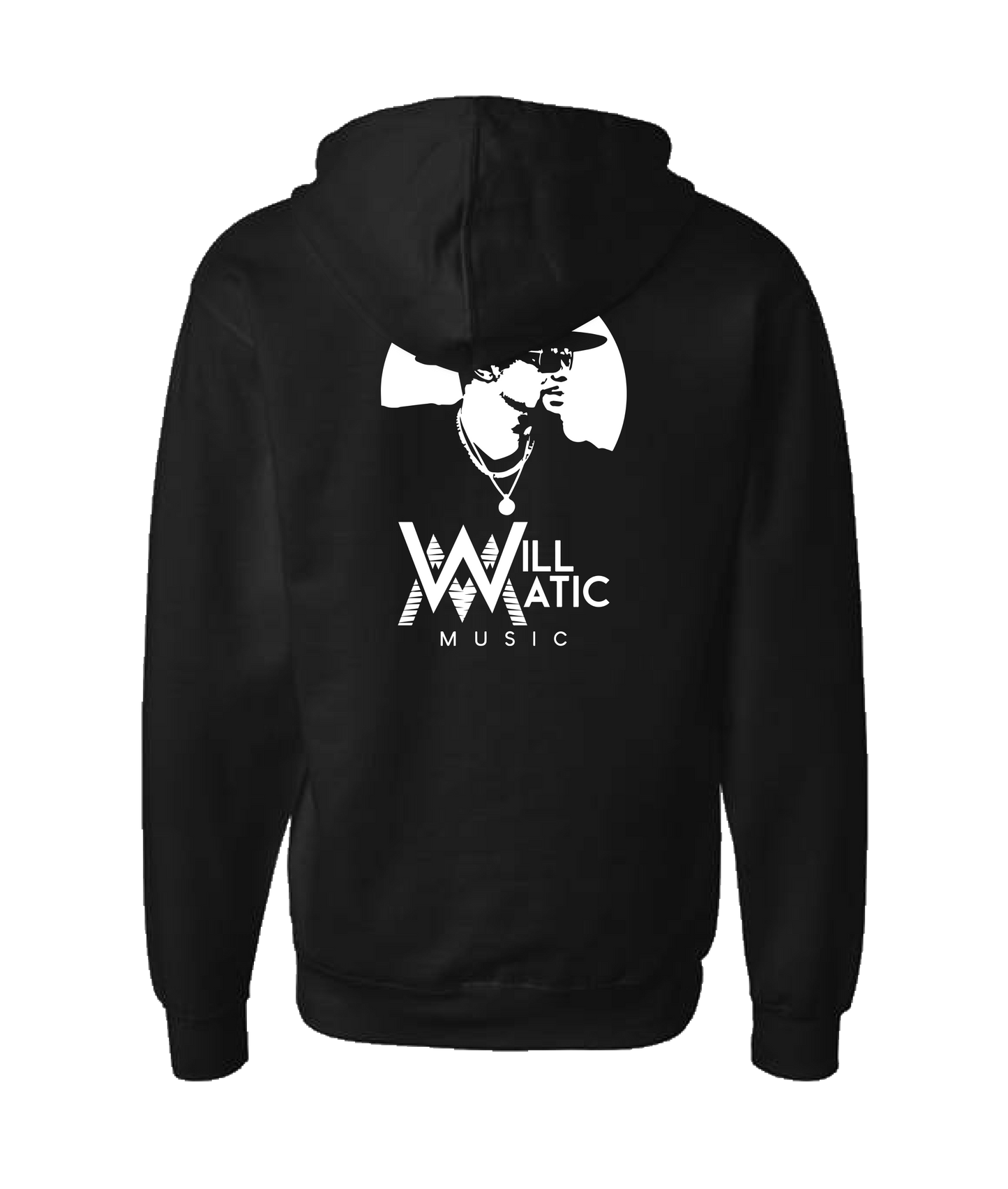Will Matic - B&W Profile - Black Zip Up Hoodie