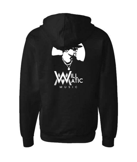 Will Matic - B&W Profile - Black Zip Up Hoodie