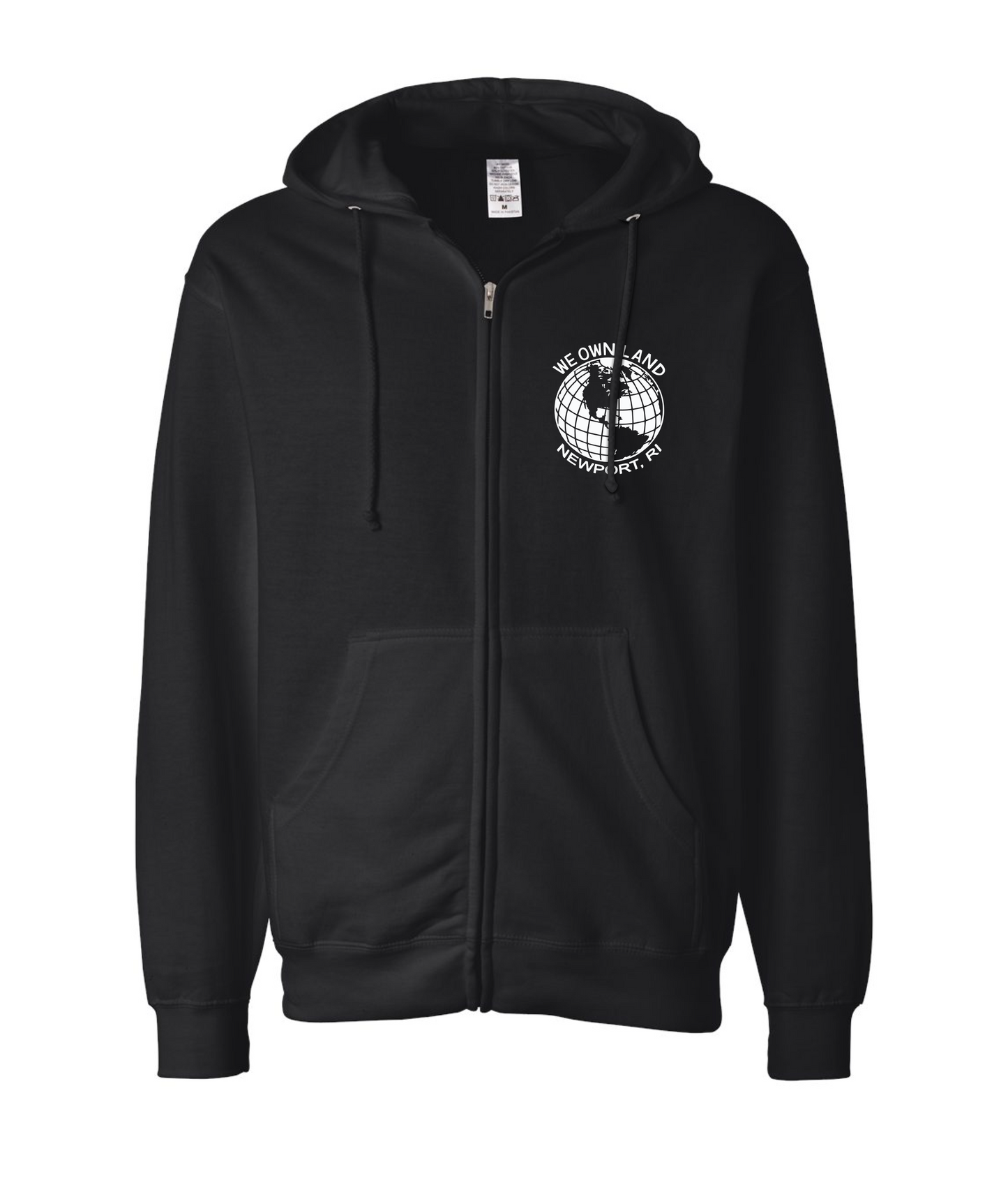 We Own Land- Globe - Black Zip Hoodie