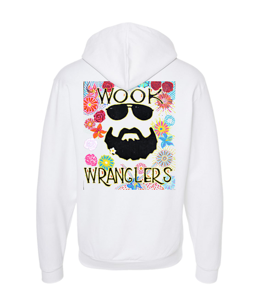 Wook Wranglers - Flowers - White Zip Up Hoodie