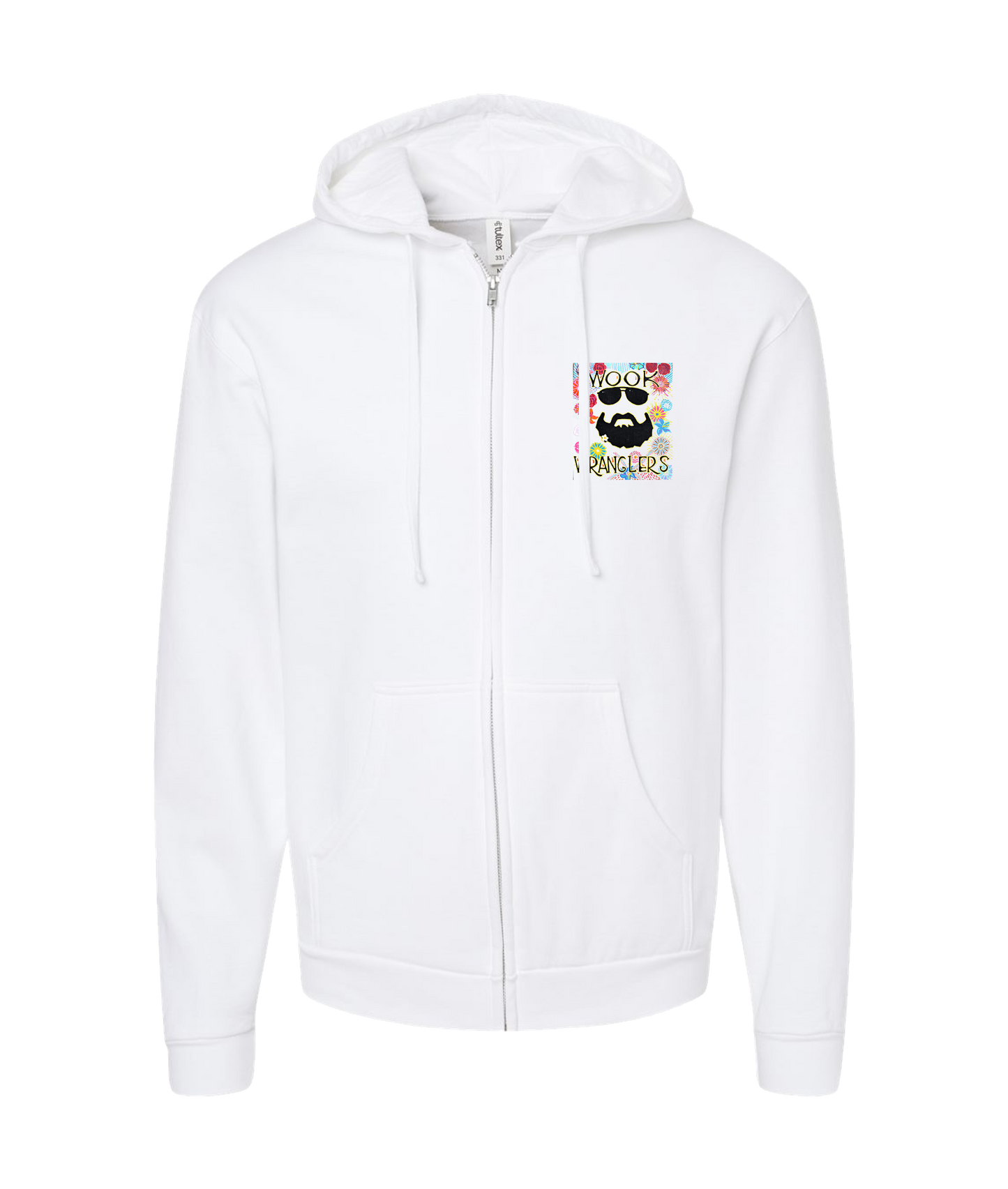 Wook Wranglers - Flowers - White Zip Up Hoodie