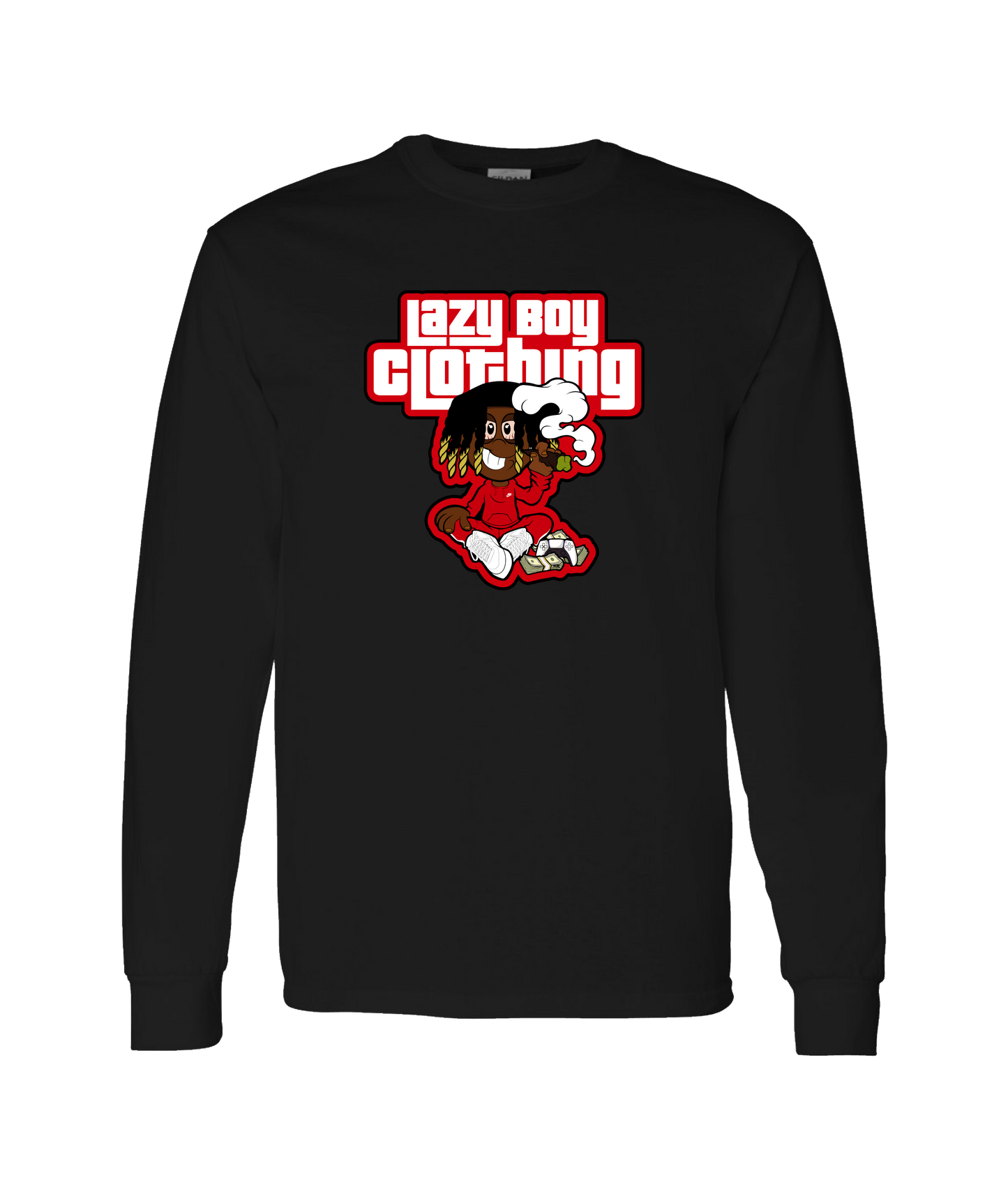 Ybspitbars - Lazy Boy Clothing Red - Black Long Sleeve T
