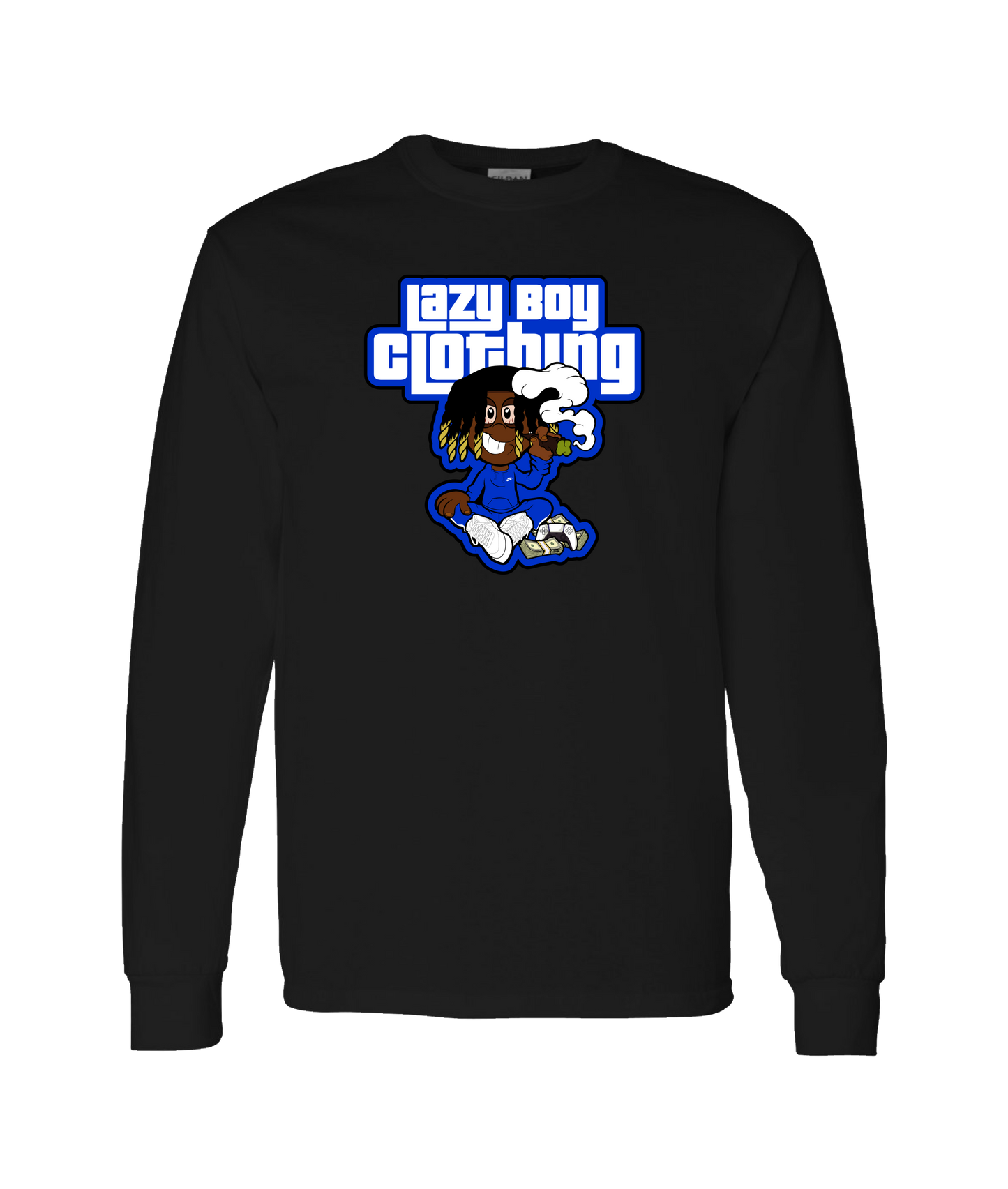 Ybspitbars - Lazy Boy Clothing Blue - Black Long Sleeve T