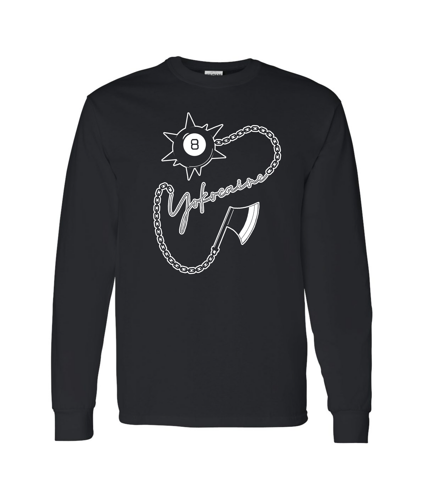 Yokocaine - 8 Ball Chain Axe - Black Long Sleeve T