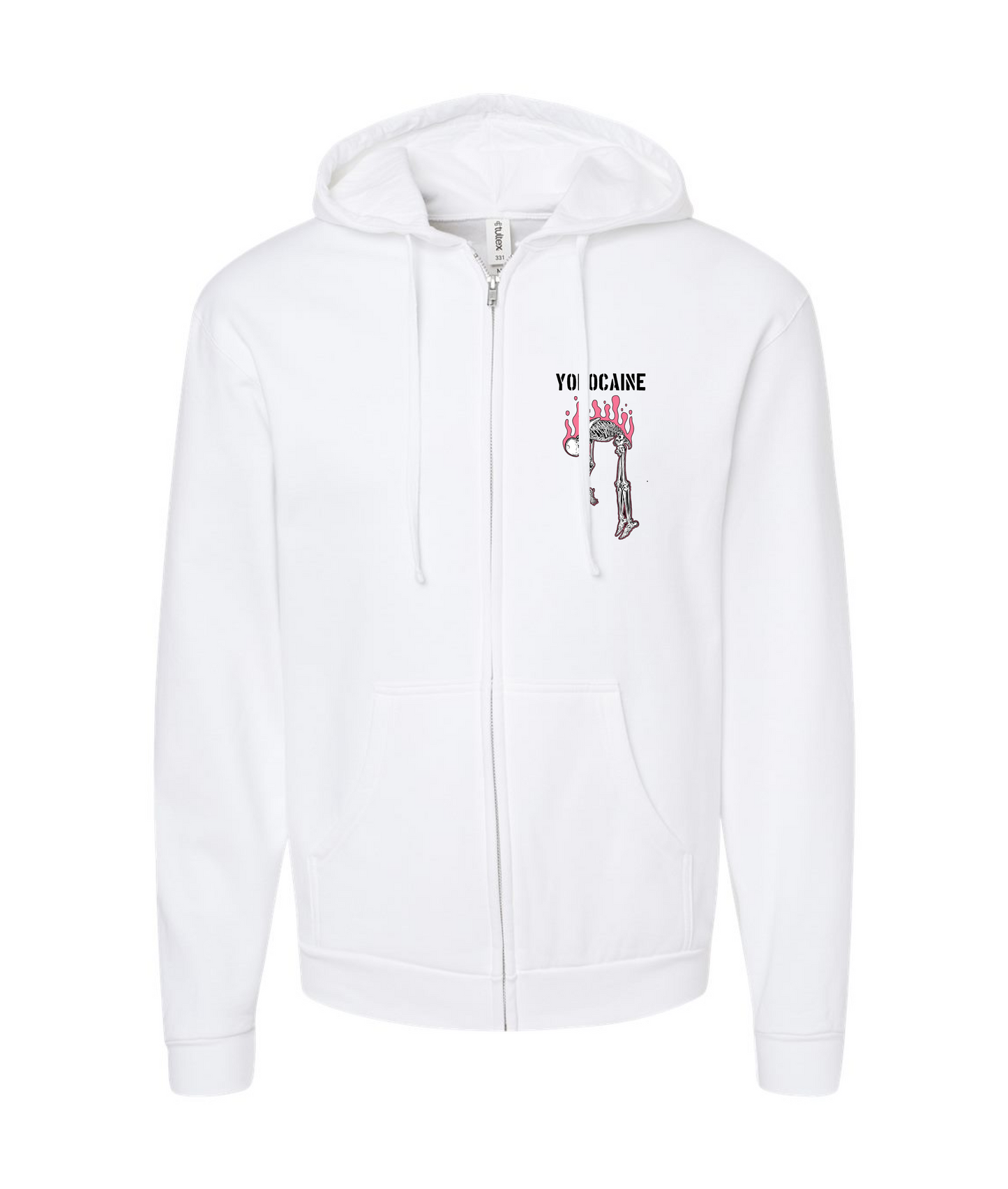 Yokocaine - Skeleton - White Zip Up Hoodie
