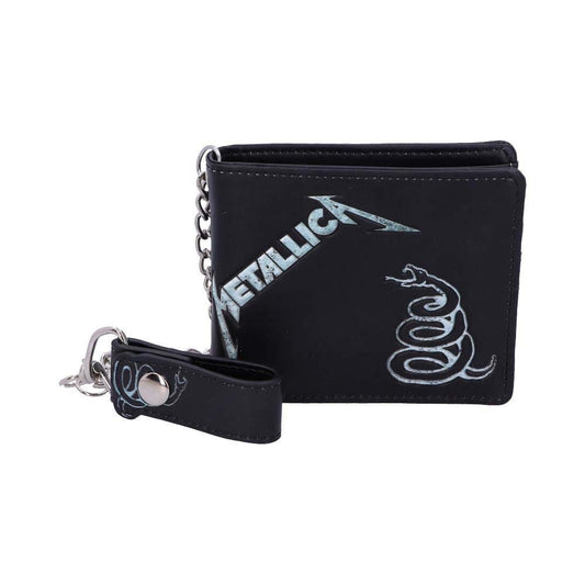 Black Album Wallet With Chain Tri-Fold Wallet
