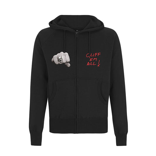 Cliff Burton Fists Zippered Hooded Sweatshirt