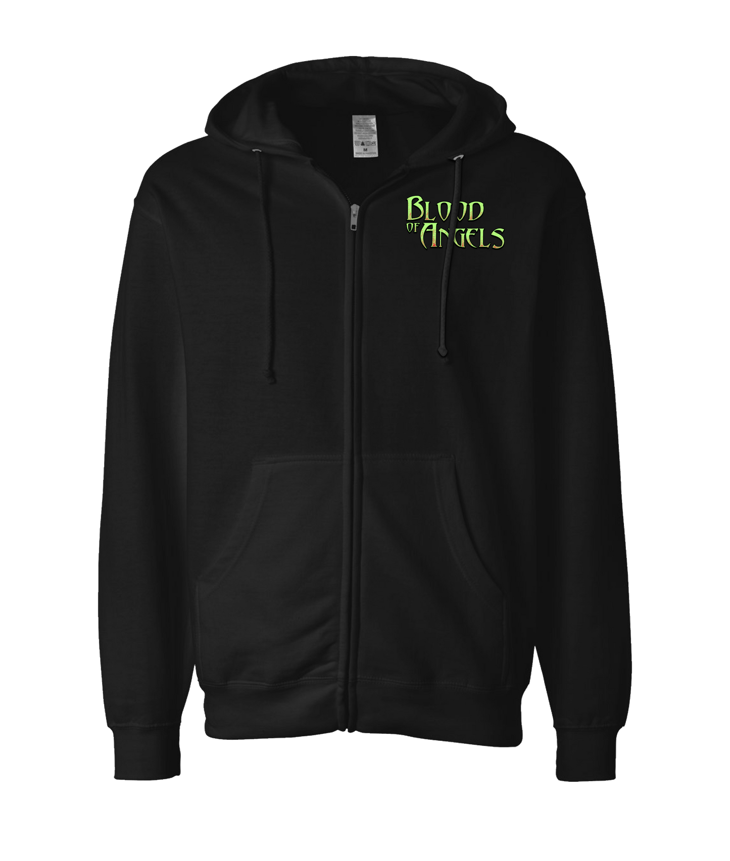 Blood of Angels Battle Gear - Blood Green - Black Zip Up Hoodie