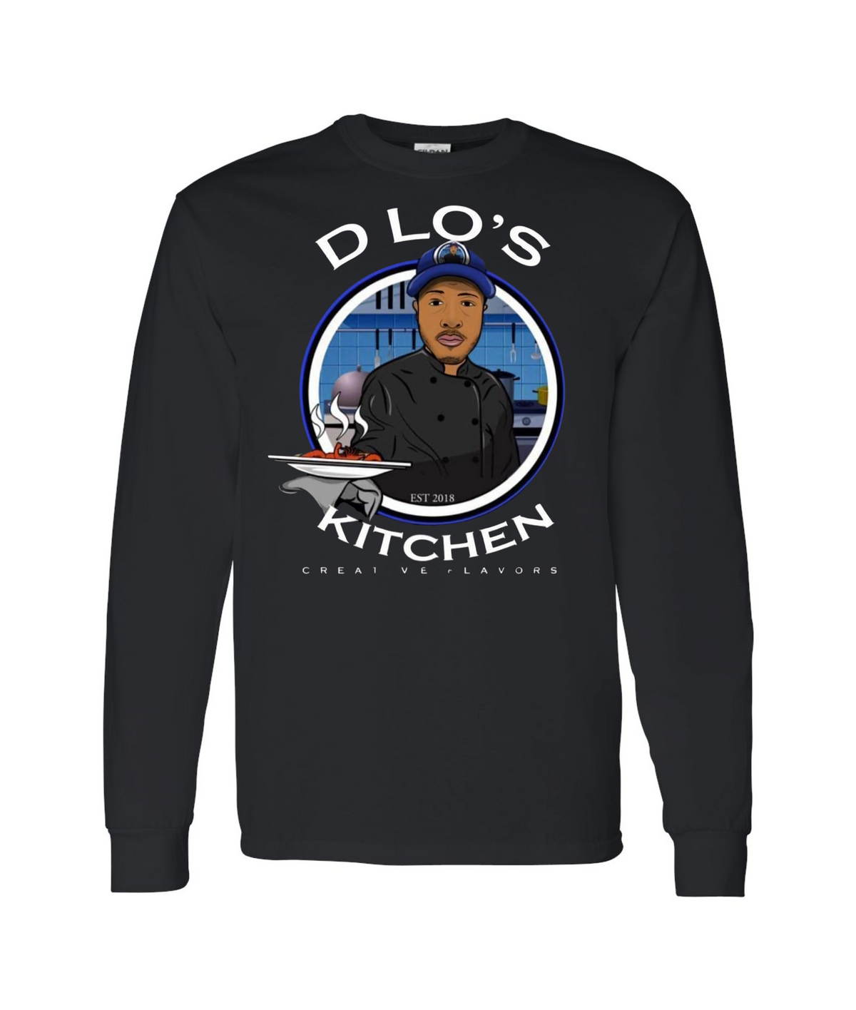 D-Lo's Kitchen - Dlo's Kitchen Logo #2 - Black Long Sleeve T