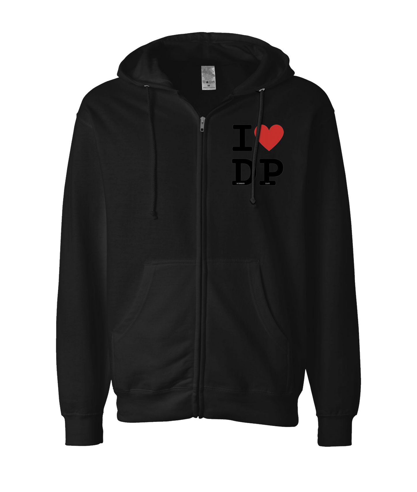 December Pilot - I Love December Pilot - Black Zip Up Hoodie