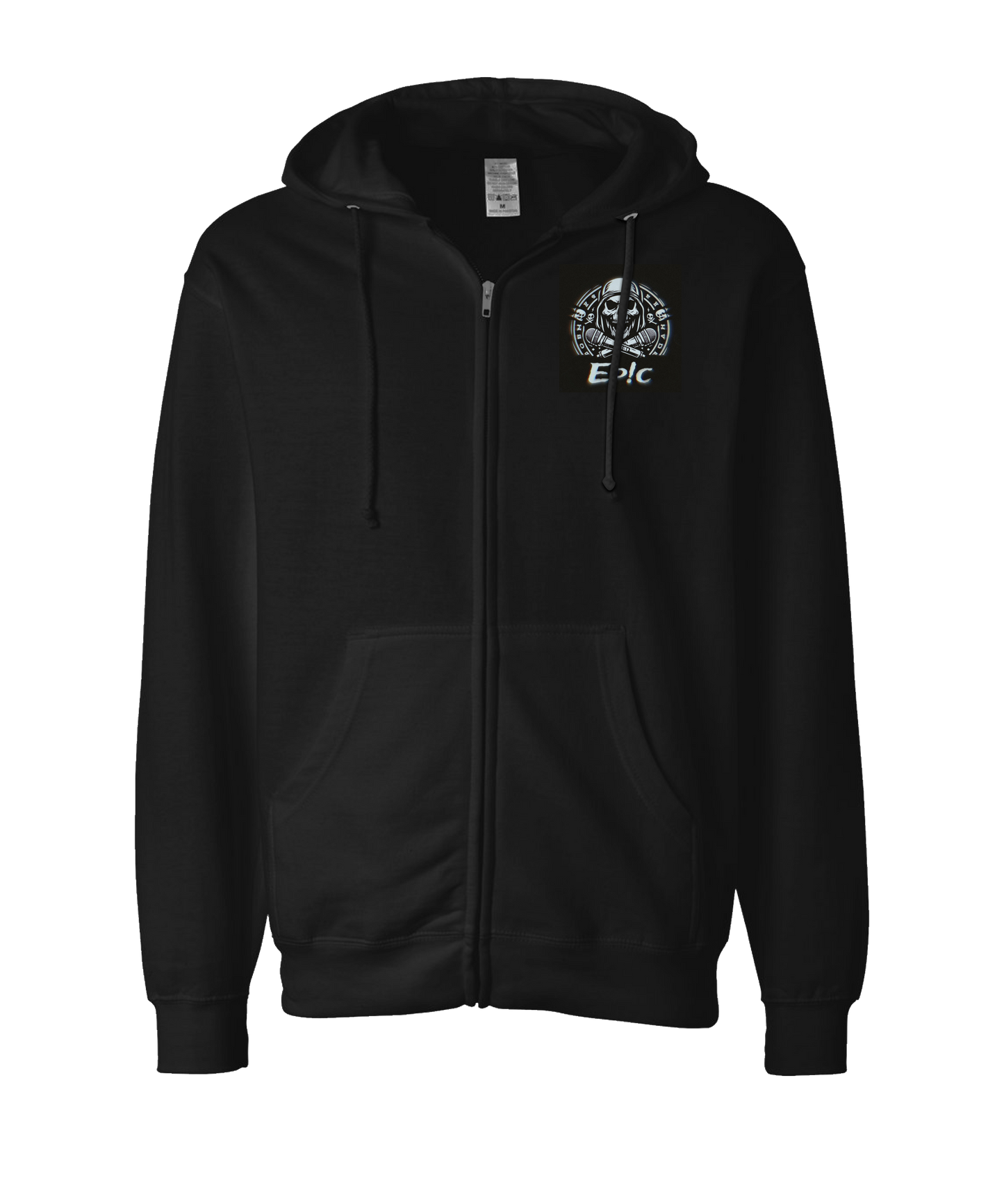 Ep!c of PovCiti - Ep!c Hooded Skull Logo - Black Zip Up Hoodie