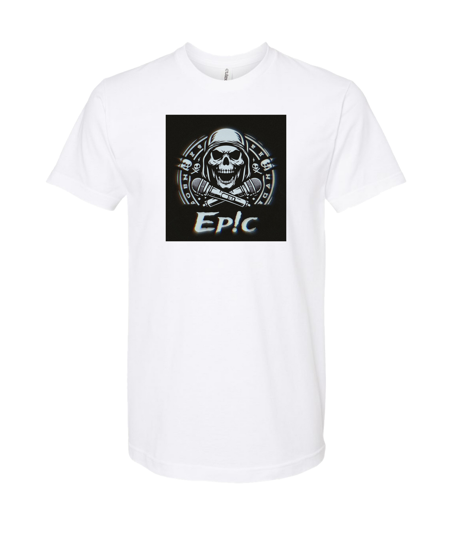 PovCiti Apparel - Ep!c Hooded Skull Logo - White T-Shirt