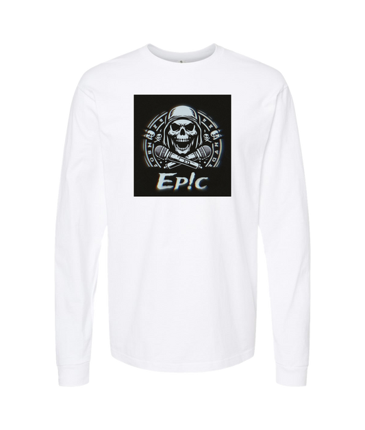 PovCiti Apparel - Ep!c Hooded Skull Logo - White Long Sleeve T