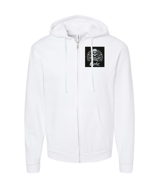 PovCiti Apparel - Ep!c Hooded Skull Logo - White Zip Up Hoodie