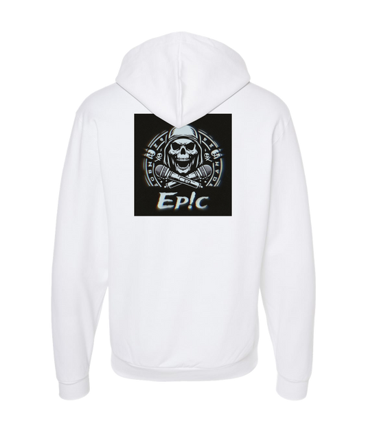 PovCiti Apparel - Ep!c Hooded Skull Logo - White Zip Up Hoodie