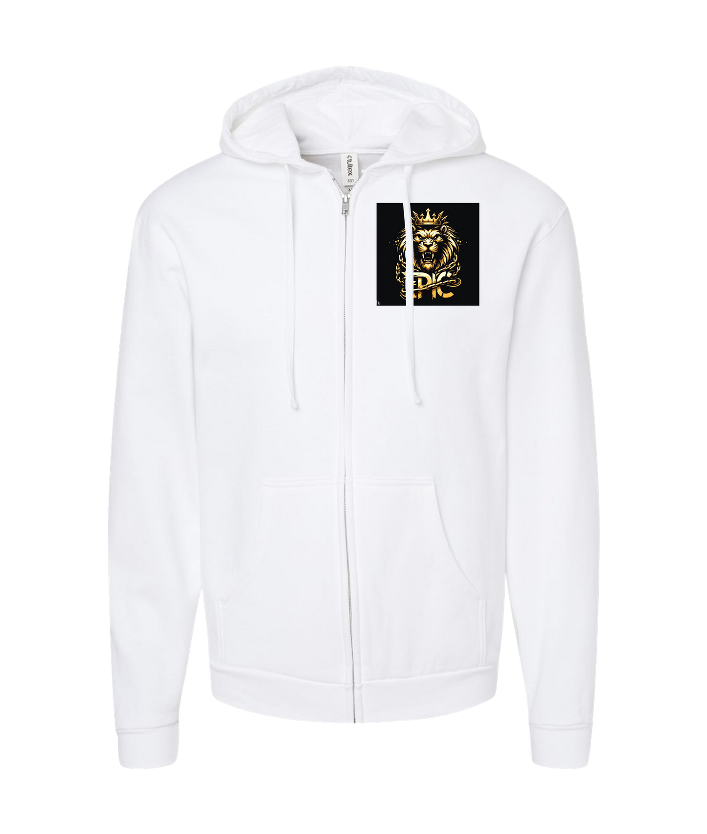 PovCiti Apparel - Ep!c Lion Logo - White Zip Up Hoodie