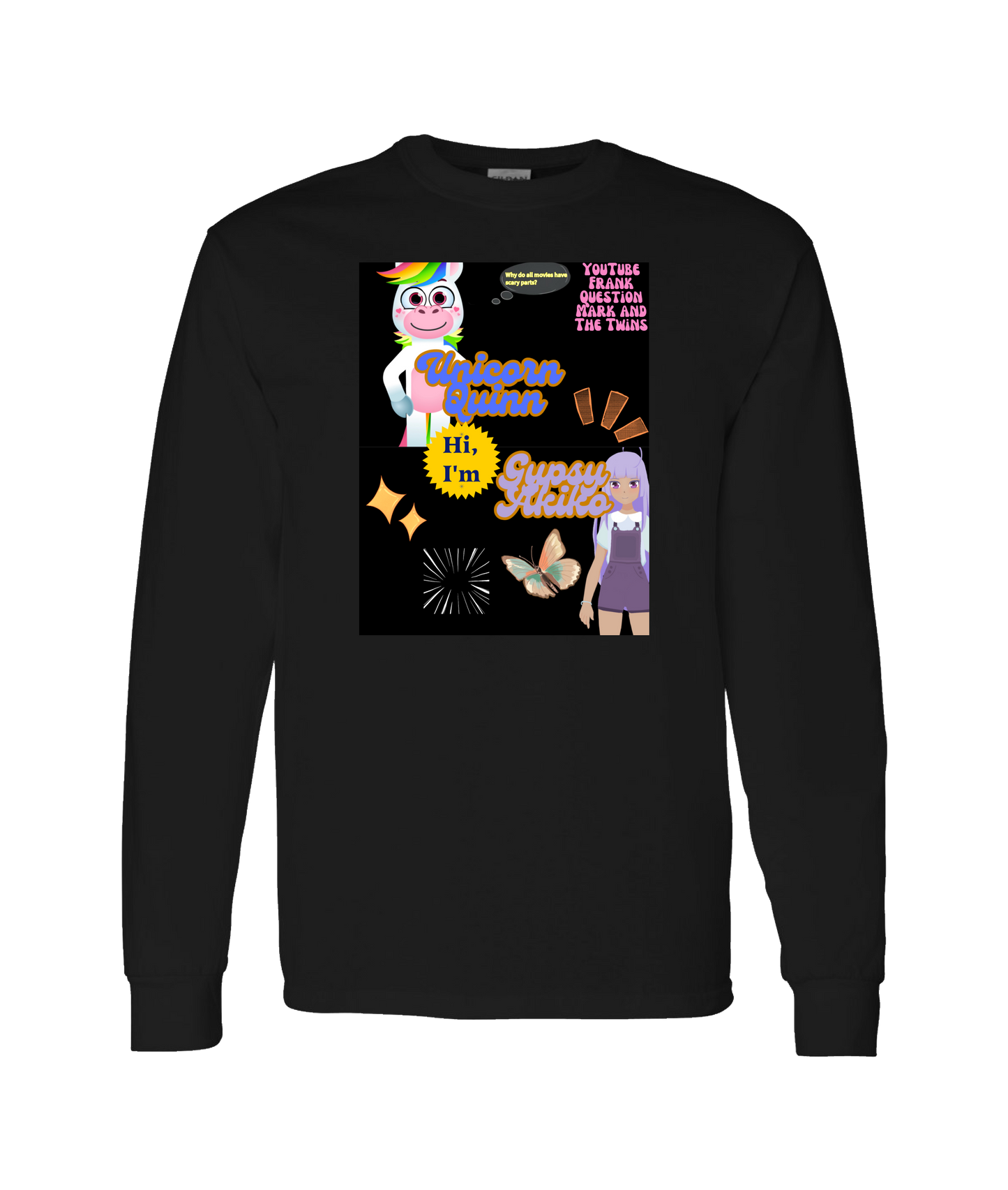 Frank Question Mark Productions - YouTube and The Twins - Black Long Sleeve T