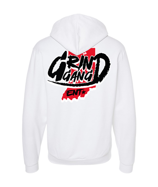 GRIND GANG ENT. LLC - INDIANA GRIND 3 - White Zip Up Hoodie