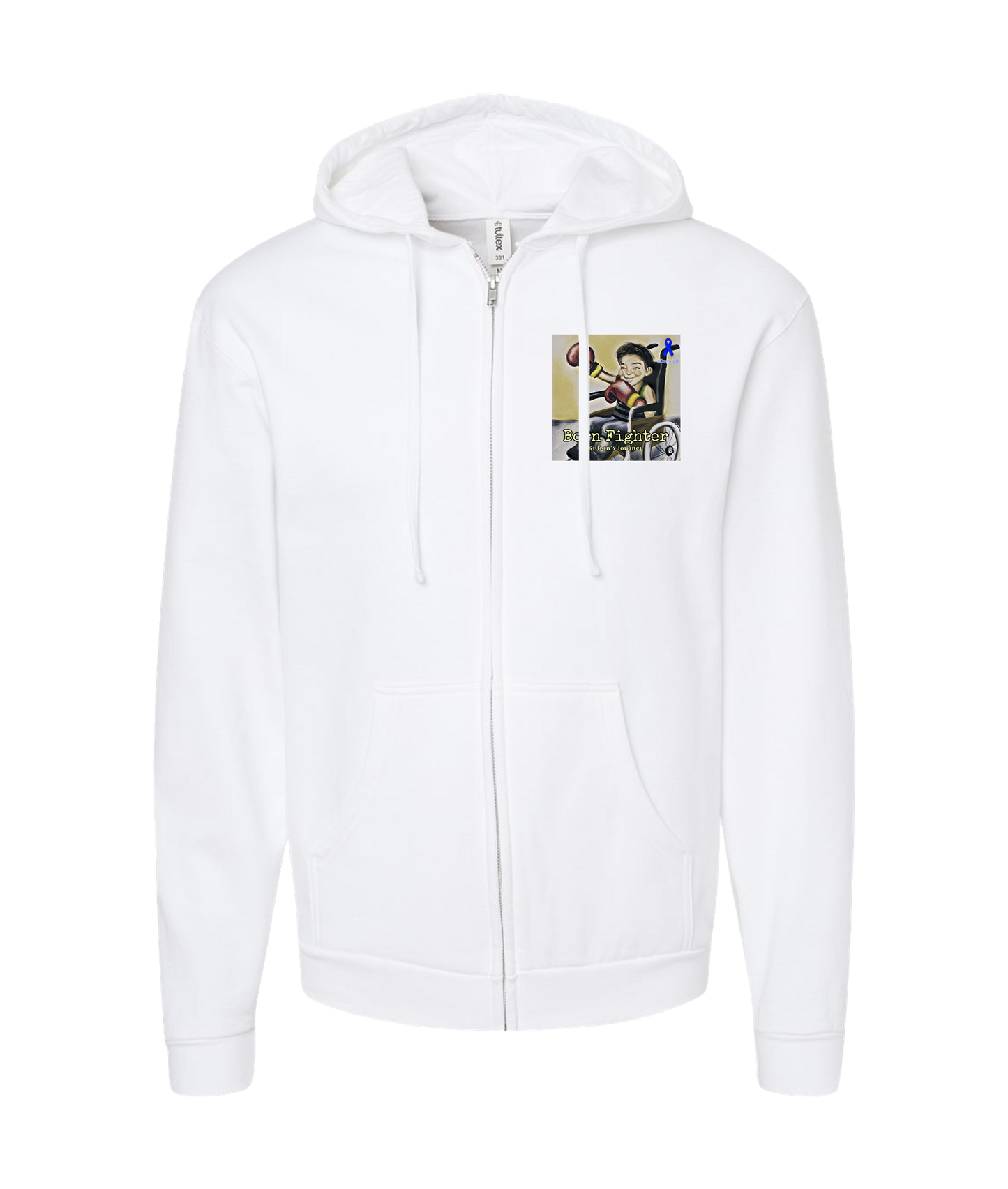 Killian's Journey - Born Fighter - White Zip Up Hoodie