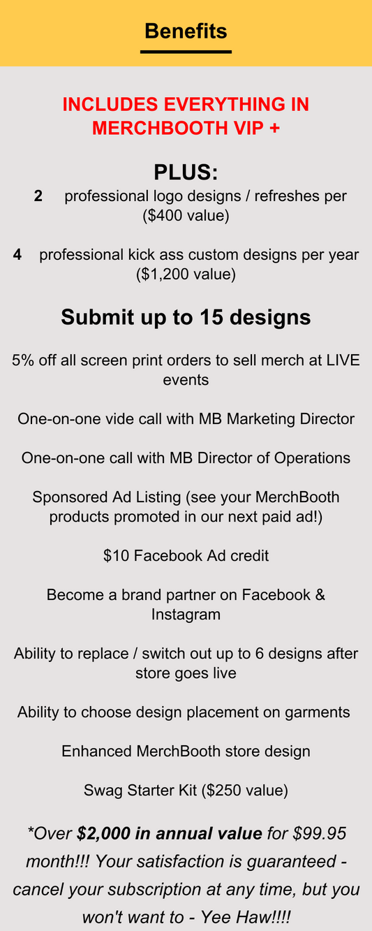 MerchBooth VIP Premium + Subscrption MONTHLY