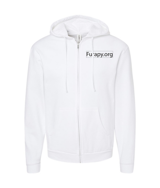 furapy.org - LOOK AND SMILE - White Zip Up Hoodie