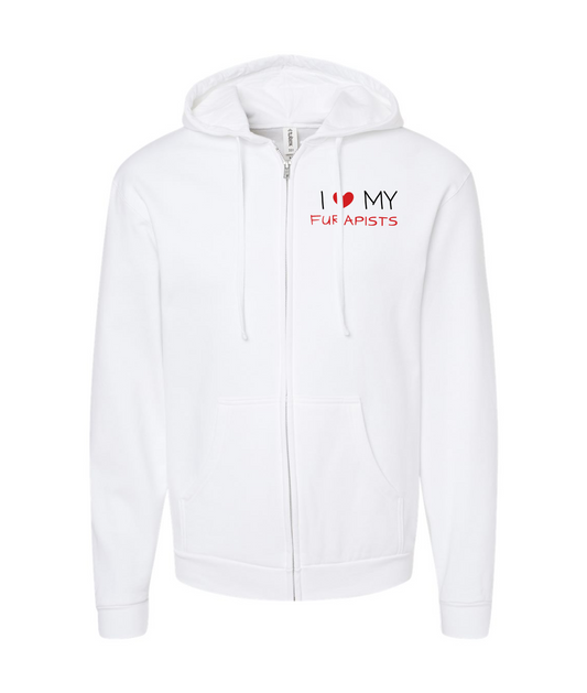 furapy.org - I <3 MY FURAPISTS - White Zip Up Hoodie