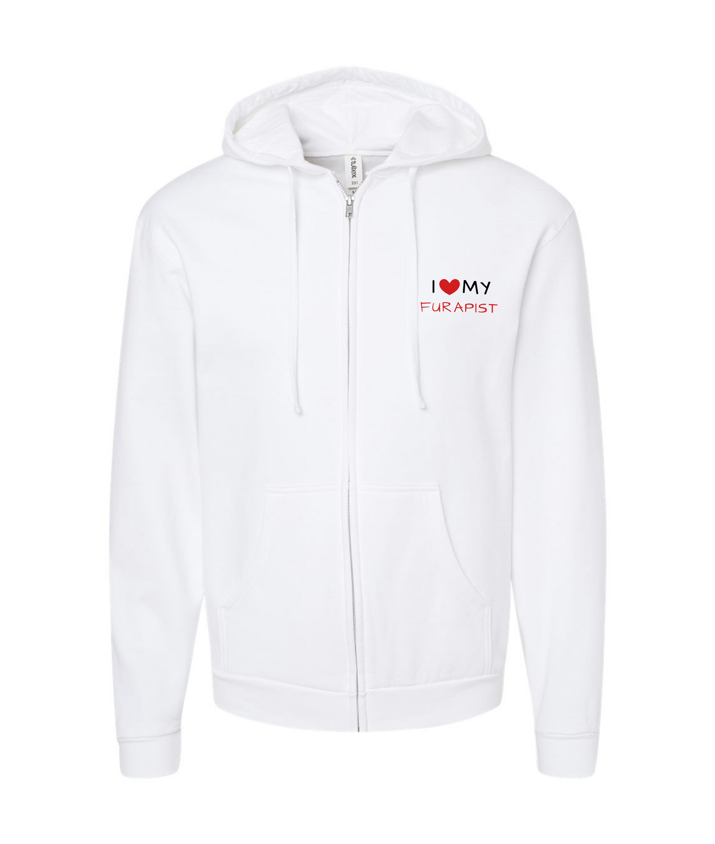 furapy.org - I <3 MY FURAPIST - White Zip Up Hoodie