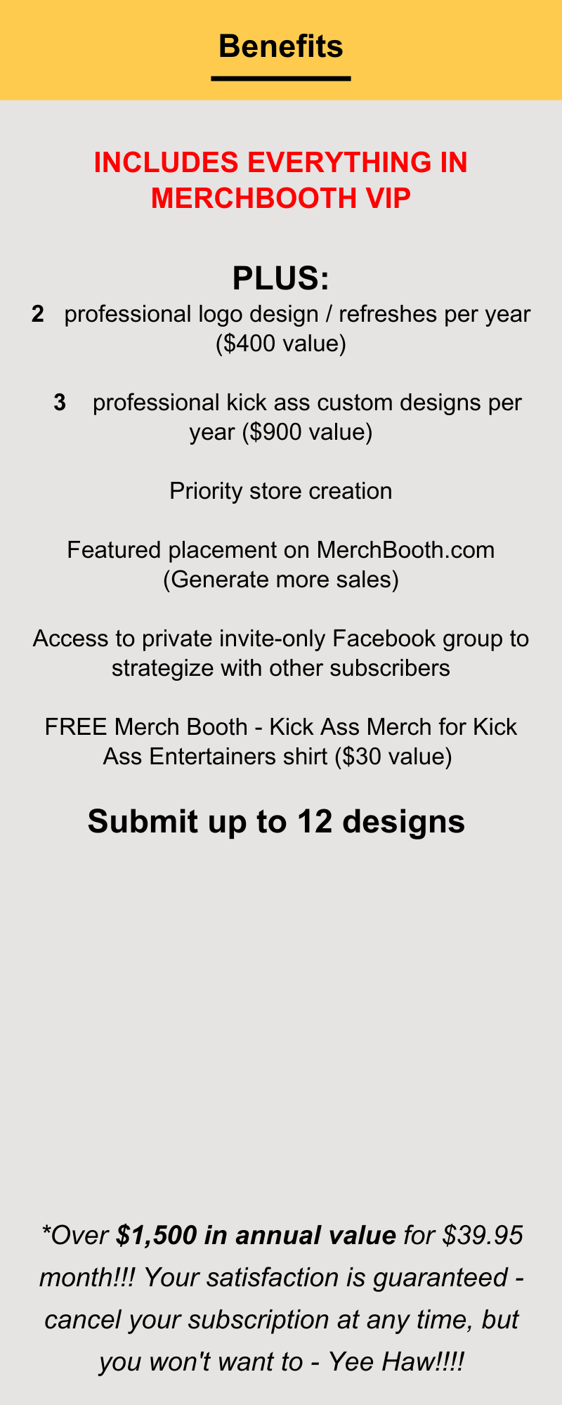 MerchBooth VIP + Subscription ANNUALLY