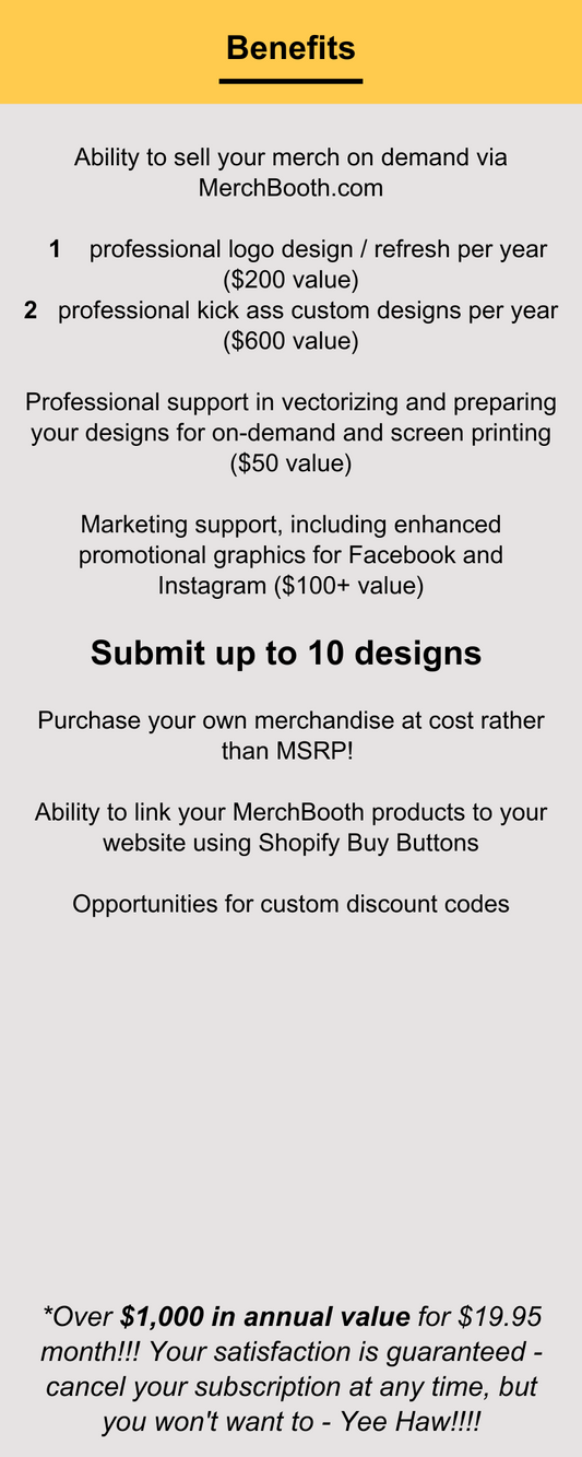 MerchBooth VIP Subscription ANNUALLY
