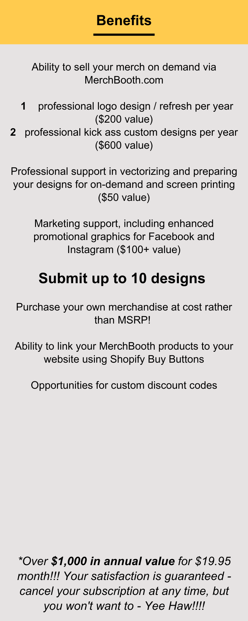 MerchBooth VIP Subscription