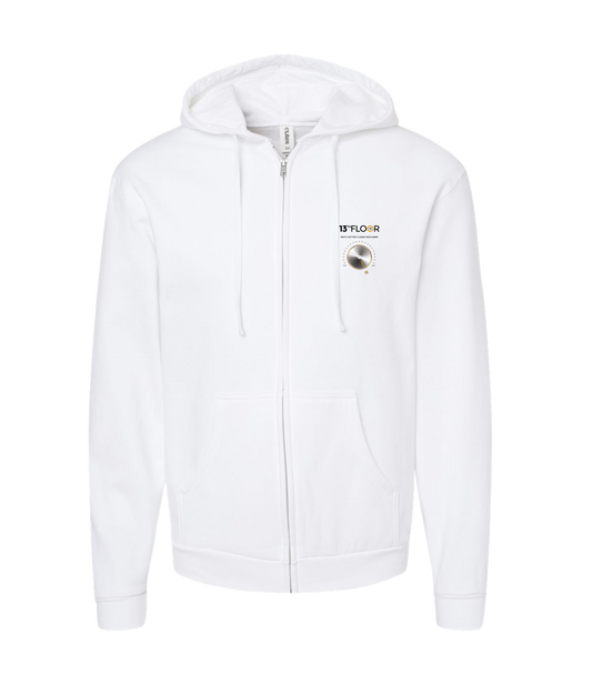 V-13 - DESIGN 2 - White Zip Up Hoodie