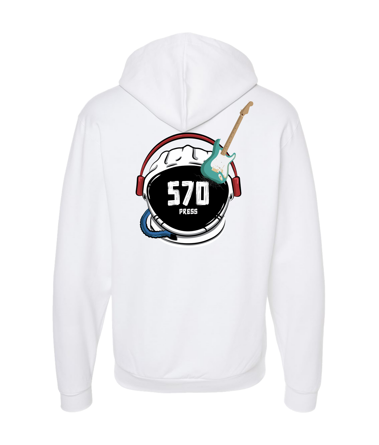 570-Press - Logo - White Zip Up Hoodie